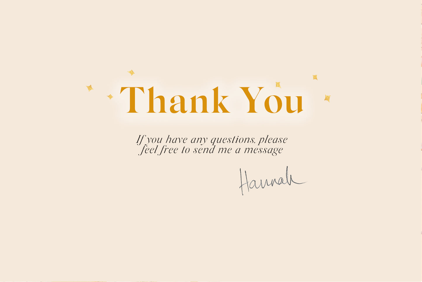 Thank you message graphic included with the Yoga Collection digital download, inviting customers to get in touch with questions.