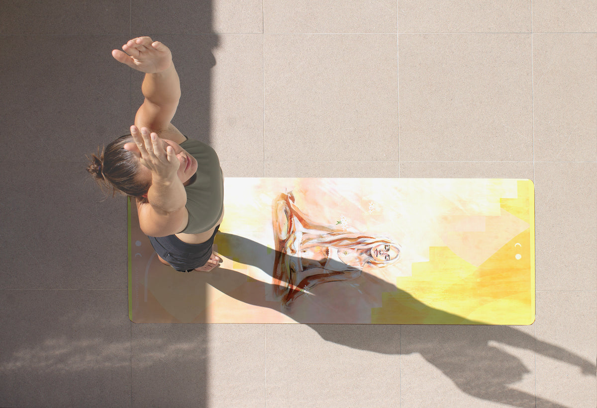 yoga pose on the apricot glow yoga mat